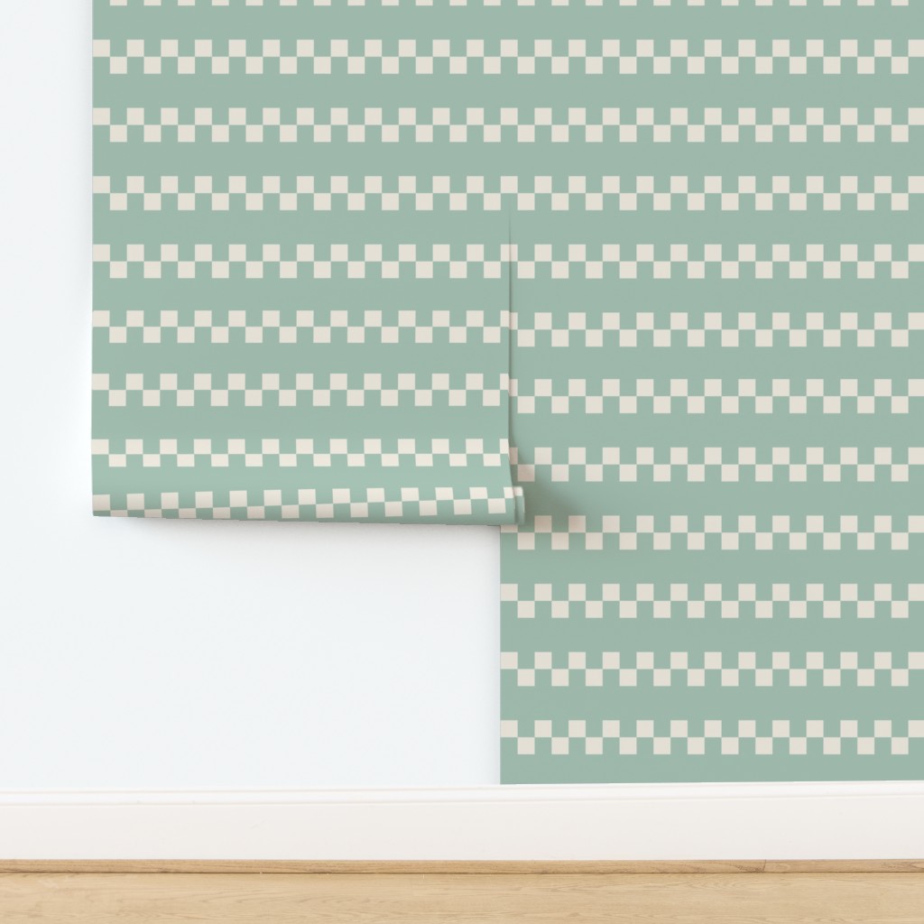 Striped Checker on Muted Green 12 x | Spoonflower