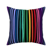 Large Scale Endless Rainbow Vertical Painted Stripes on Black