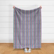 Small Scale Endless Rainbow Vertical Painted Stripes on White