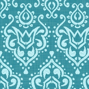 Textured Sunday Damask Lagoon Blue - Large