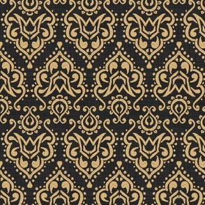 Textured Sunday Damask Gold on Charcoal