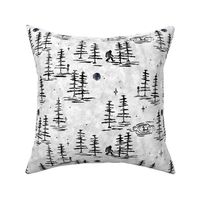 Alien Bigfoot Loch Ness Monster Magical Aesthetic Pattern Funny Hiking Cabin Decor