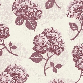 Hydrangeas - Rose on Cream - Small