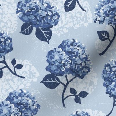 Hydrangeas - Navy on Sky - Small