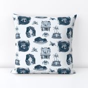 Blue and White Costa Rica Tropical Retreat Toile de Joie Print