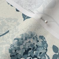 Hydrangeas - Teal on Cream - Small