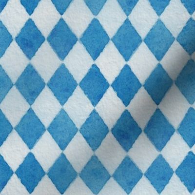 Oktoberfest Bavarian Beer Festival Blue and White Watercolored 1 inch Diagonal Diamond Pattern