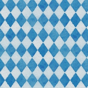 Oktoberfest Bavarian Beer Festival Blue and White Watercolored 2 inch Diagonal Diamond Pattern