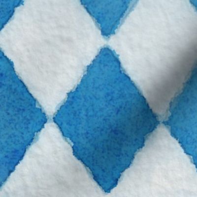 Oktoberfest Bavarian Beer Festival Blue and White Watercolored 4 inch Diagonal Diamond Pattern