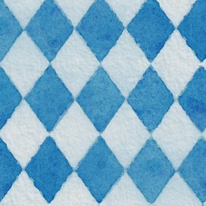 Oktoberfest Bavarian Beer Festival Blue and White Watercolored 4 inch Diagonal Diamond Pattern