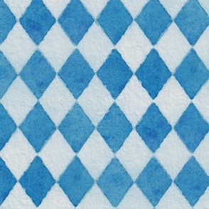 Oktoberfest Bavarian Beer Festival Blue and White Watercolored 3 Inch Diagonal Diamond Pattern