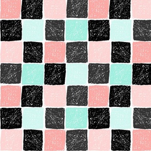 Crayon Checks Pink Mint and Black