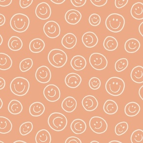 Tossed Happy Faces on Peach