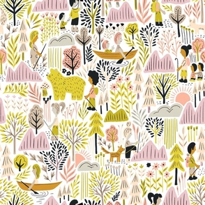 A walk in the woods (pink and lime)
