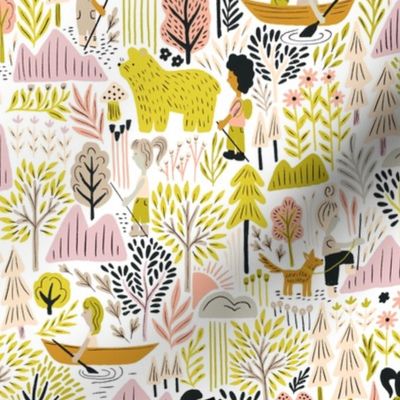 A walk in the woods (pink and yellow) (small)