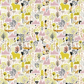 A walk in the woods (pink and yellow) (small)