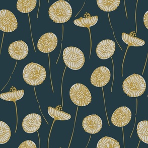Moving dandelions in ink seamless pattern// medium scale