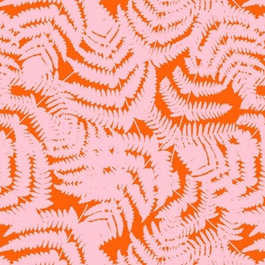 Pink fern on orange background