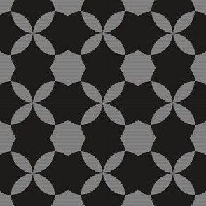 Black and white geometric tile with plaid _small scale - geometrical shapes drops sympol flower star circle rhombus
