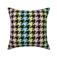 frog houndstooth black and pastel rainbow