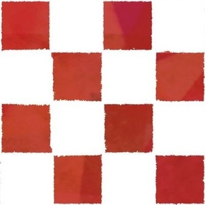 Cut Paper Checks Poppy Red and White Large