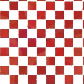 Cut Paper Checks Poppy Red and White Medium 