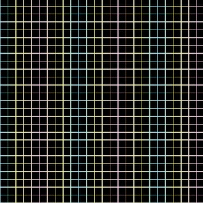 pastel rainbow grid on black