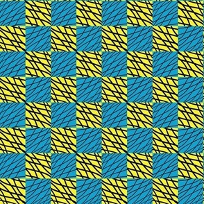 African inspired checks blue yellow big middle