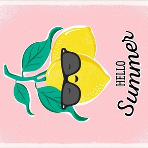 Hello Summer Lemon Tea Towel - Pink 