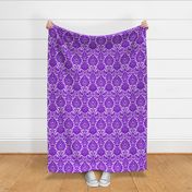 damask with lions, purple on white