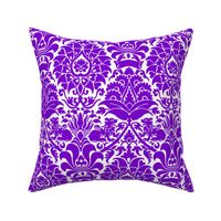 damask with lions, purple on white