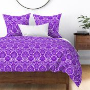 damask with lions, purple on white