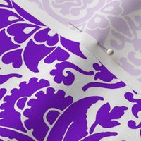 damask with lions, purple on white