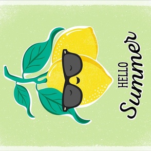Hello Summer Lemon Tea Towel - Green 