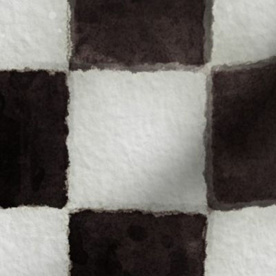 Black and White Watercolored Checkerboard 4 inch-Check