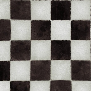 Black and White Watercolored Checkerboard 4 inch-Check