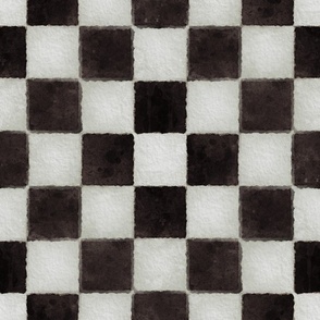 Black and White Watercolored Checkerboard 3 inch-Check