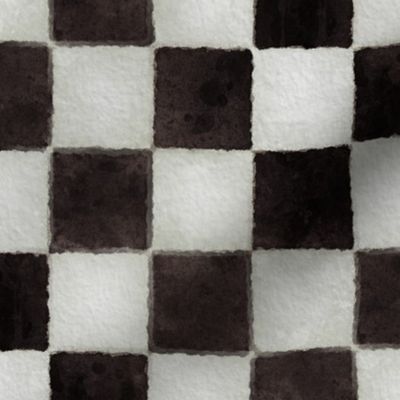 Black and White Watercolored Checkerboard 2 inch-Check