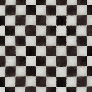 Black and White Watercolored Checkerboard 2 inch-Check