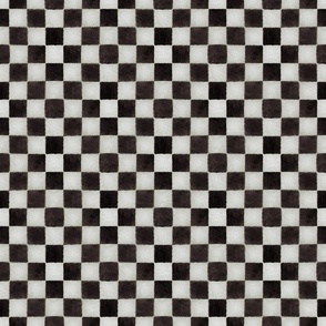 Black and White Watercolored Checkerboard 1 inch-Check
