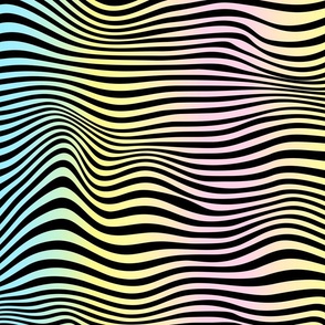 trippy stripe black on pastel rainbow