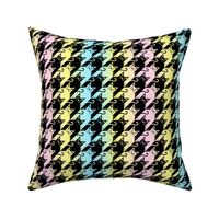 cat houndstooth black and pastel rainbow