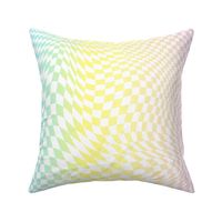 trippy checkers white and pastel rainbow