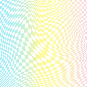 trippy checkers white and pastel rainbow