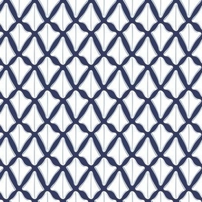 Geometric Trellis Pattern of Seagull Feet in Blue and White