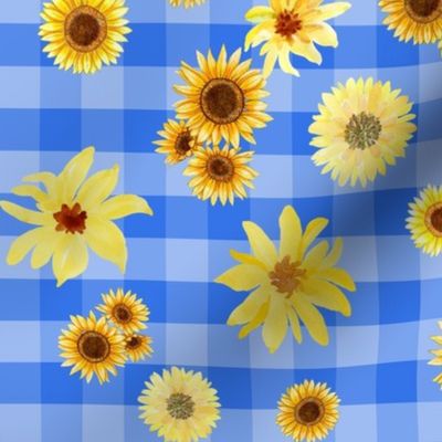 cheery-blue-checks-and-sunflowers-medium-pale-light-blue-and-yellows