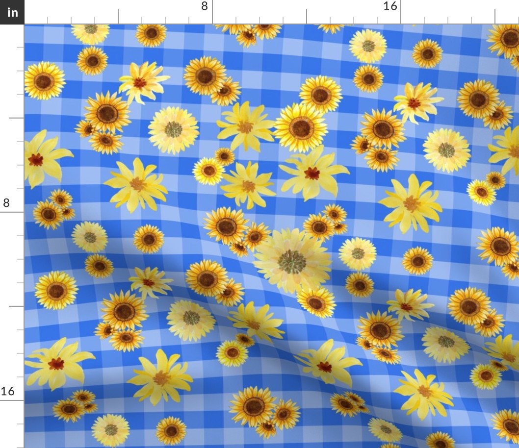 cheery-blue-checks-and-sunflowers-medium-pale-light-blue-and-yellows