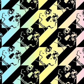 houndstooth of the dead black and pastel rainbow