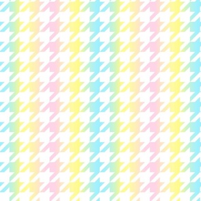 houndstooth white and pastel rainbow