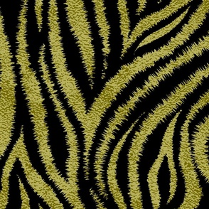 Textured Animal Striped Tiger Fur in Bold  Sage Green and Black Swirling Zebra Stripes